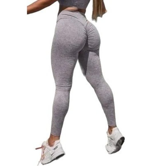 Tahira By Kb Pants - Tahira By Kb High Waist Scrunch Luxe Leggings Heather Gray Womens Size M